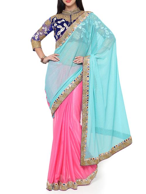 pink cotton saree with blouse - 11703320 - Very Small Image - 1