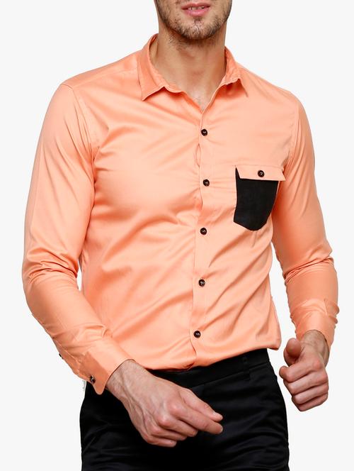 orange cotton casual shirt - 11704581 - Very Small Image - 1
