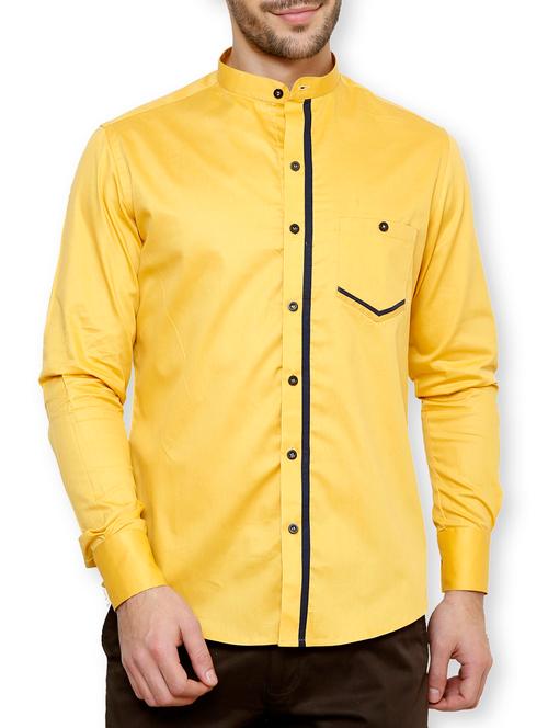 yellow cotton casual shirt - 11704592 - Very Small Image - 1