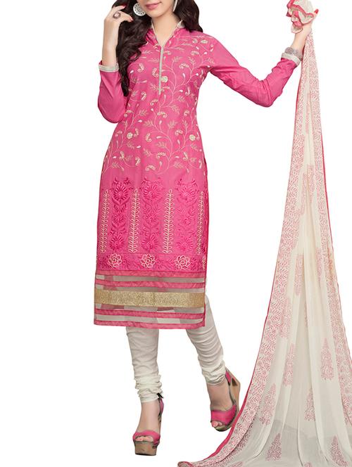 pink embroidered dress material - 11705094 - Very Small Image - 1