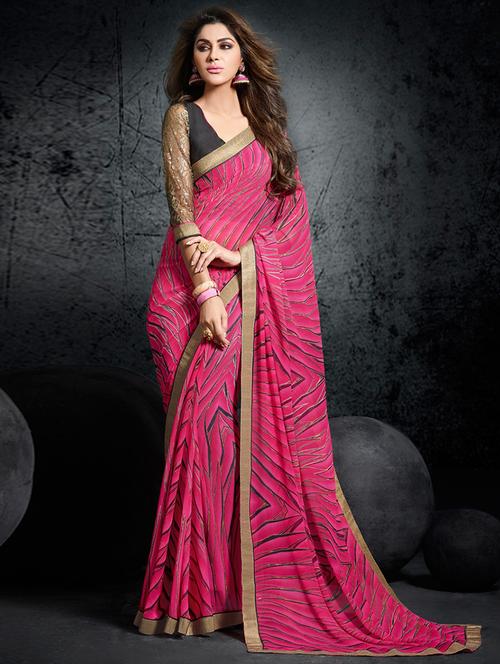women's leheriya pink colored saree - 11714724 - Very Small Image - 1