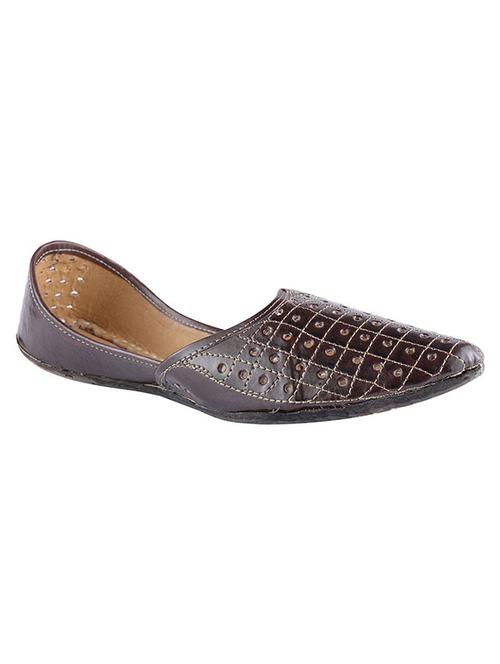 brown leather cut work mojari - 11715522 - Very Small Image - 1