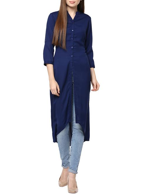 navy blue georgette tunic - 11716413 - Very Small Image - 1