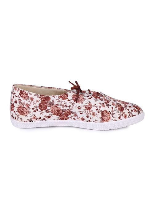 brown floral print mesh lace up casual shoe - 11722005 - Very Small Image - 1
