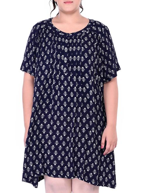 navy blue viscose shift dress - 11723049 - Very Small Image - 1