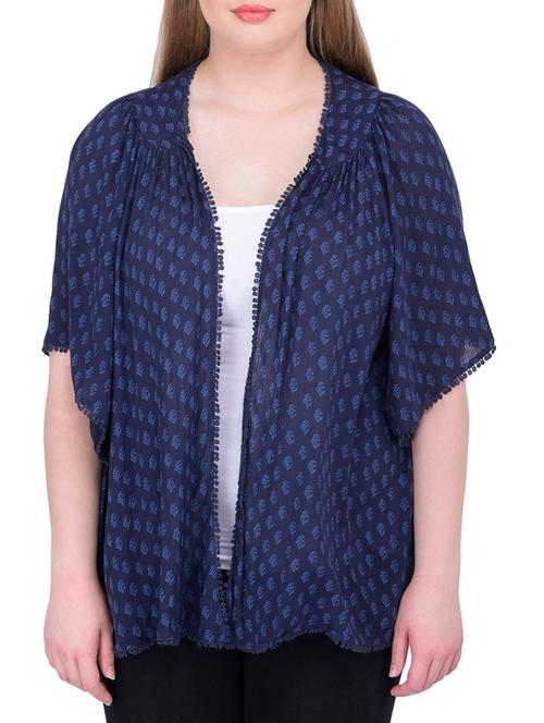 navy blue viscose shrug - 11723382 - Very Small Image - 1