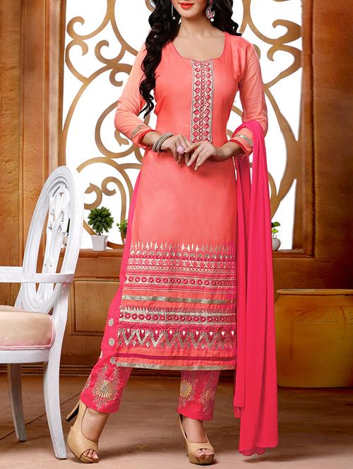 nude cotton unstitched suit - 11725883 - Very Small Image - 1
