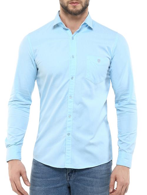 blue cotton casual shirt - 11726445 - Very Small Image - 1