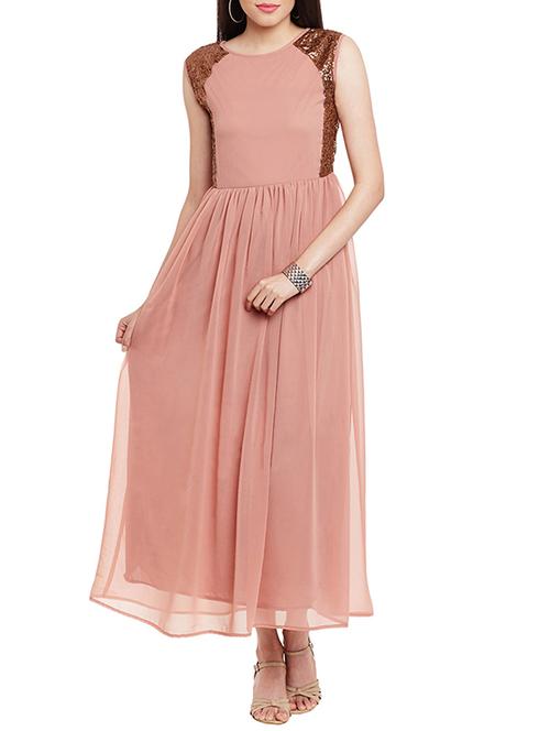 peach sequined georgette othersmaxi dress - 11728061 - Very Small Image - 1