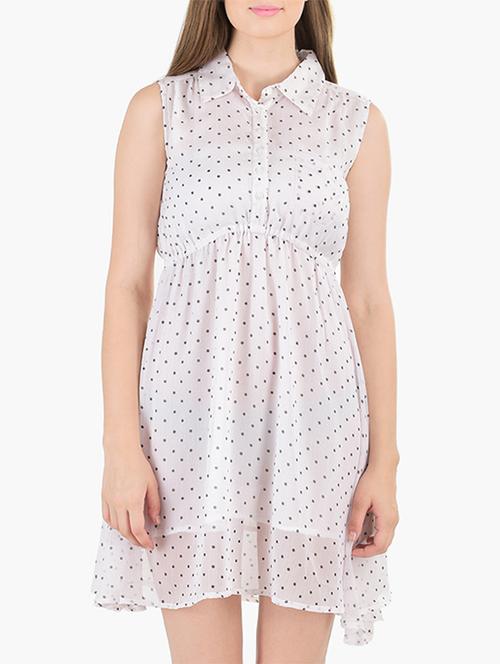 white polka dots printed dress - 11734241 - Very Small Image - 1