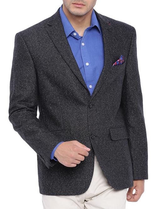black woolen casual blazer - 11735539 - Very Small Image - 1