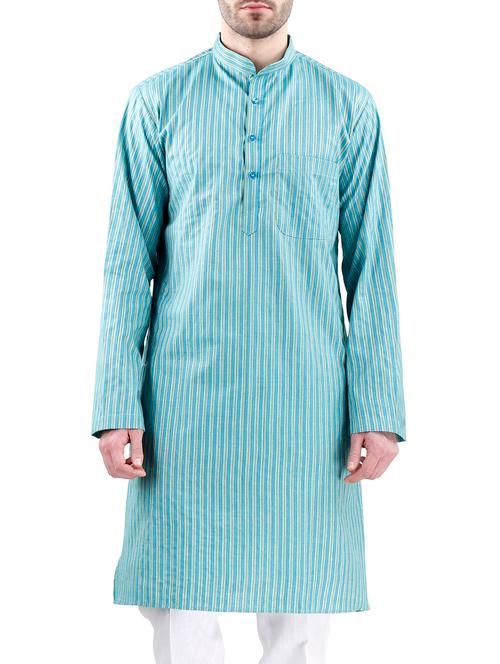 light blue khadi kurta - 11736881 - Very Small Image - 1
