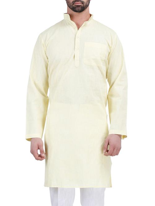 yellow khadi kurta - 11736912 - Very Small Image - 1