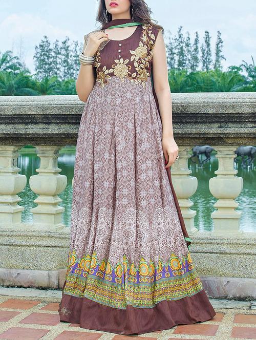 brown cotton anarkali suit - 11739291 - Very Small Image - 1