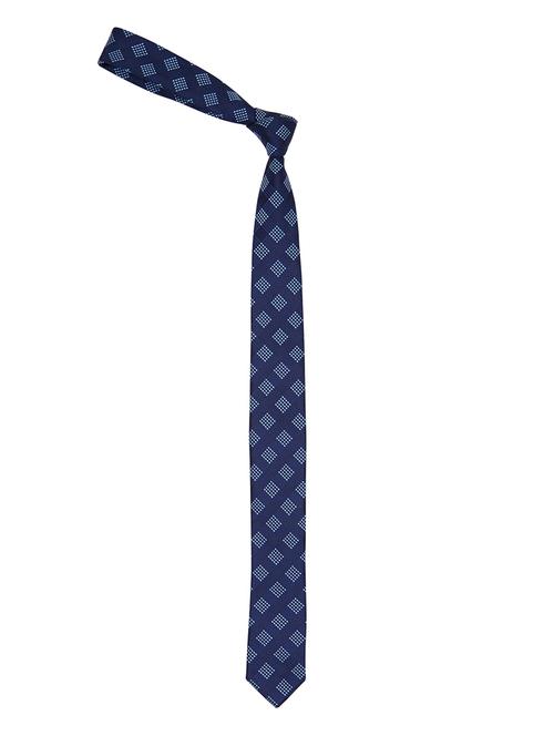 navy blue printed neck tie - 11740185 - Very Small Image - 1