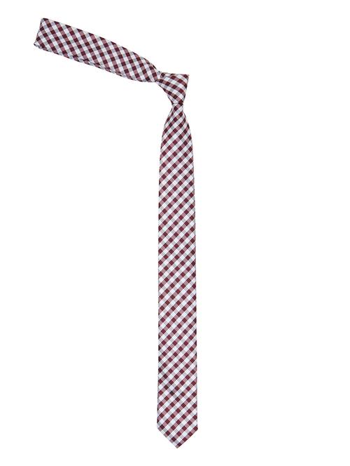 maroon and grey printed neck tie - 11740193 - Very Small Image - 1
