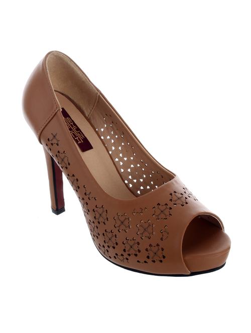 Tan Leatherette Heel Sandal - 11741199 - Very Small Image - 1