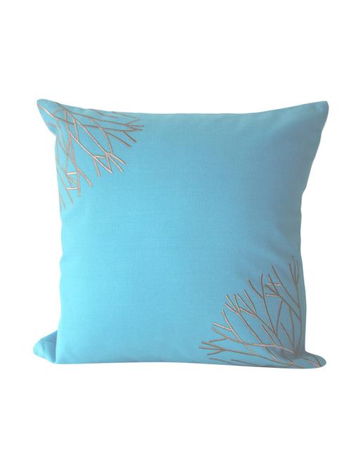 blueberry home cotton fabric blue color cushion cover (40x40 cms) - 11748027 - Very Small Image - 1