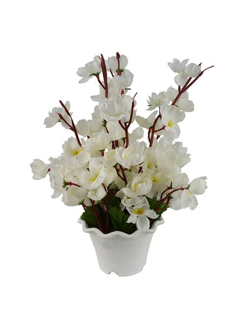 Thefancymart Artificial flowers Blossom arrangement (size 12 inchs/ 30 cms) with white Round pot-0090-866 - 11755585 - Very Small Image - 1