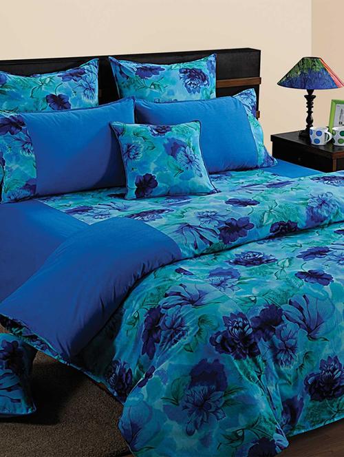 Blue and Navy Blue Colour Floral AC Comforter - 11757936 - Very Small Image - 1