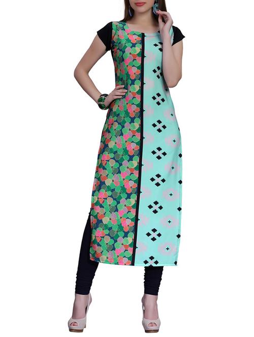 multi colored faux georgette printed long kurta - 11761660 - Very Small Image - 1