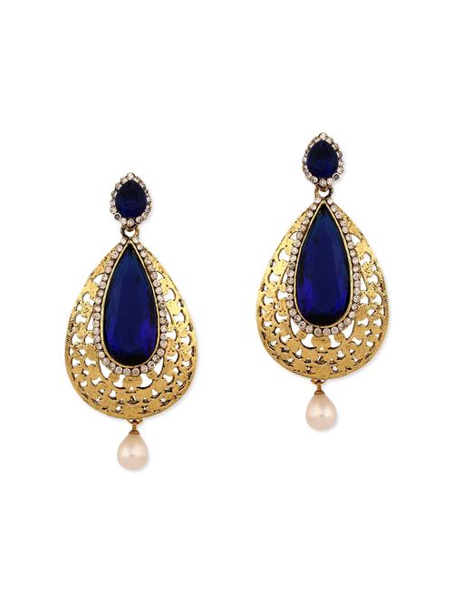 blue gold plated drop earring - 11765365 - Very Small Image - 1