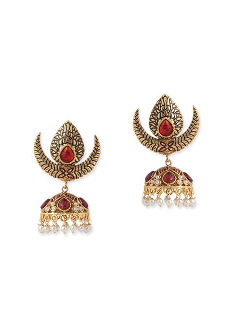 red brass drop earring - 11766363 - Very Small Image - 1