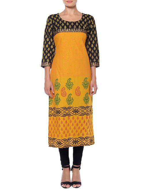 yellow cotton aline kurta - 11766936 - Very Small Image - 1