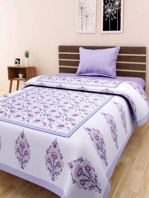 white printed cotton single bed sheet - 11767960 - Very Small Image - 1