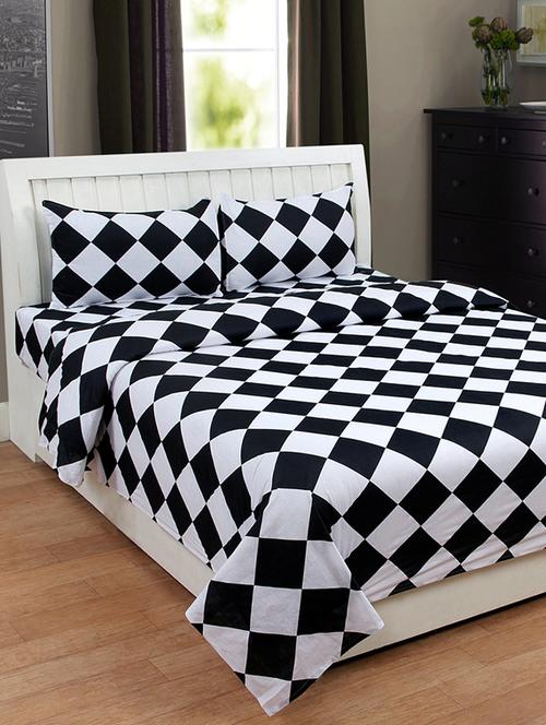black cotton blend double bedsheet with 2 pillow covers - 11769921 - Very Small Image - 1