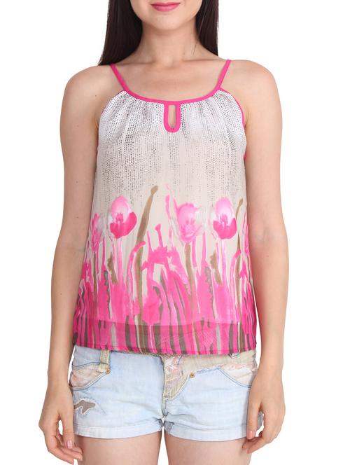 beige and pink floral printed regular top - 11769950 - Very Small Image - 1
