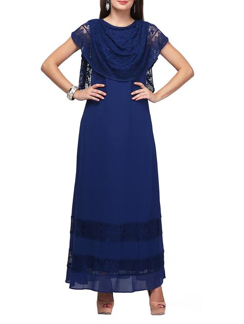 navy blue lace maxi dress - 11774931 - Very Small Image - 1