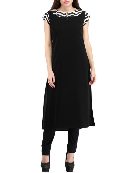 black viscose straight kurta - 11777942 - Very Small Image - 1