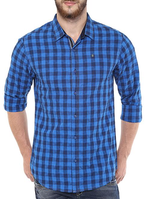 blue cotton casual shirt - 11780214 - Very Small Image - 1