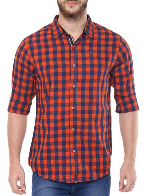 orange cotton casual shirt - 11780215 - Very Small Image - 1