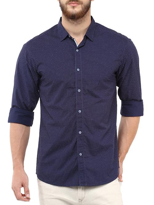 blue cotton casual shirt - 11780223 - Very Small Image - 1