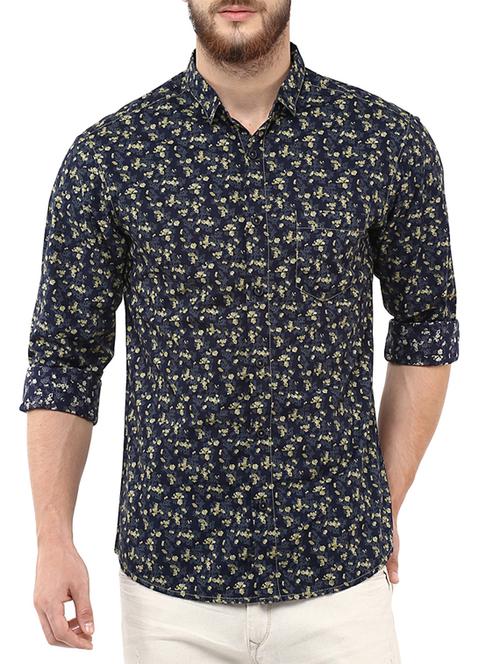 navy blue cotton casual shirt - 11780244 - Very Small Image - 1