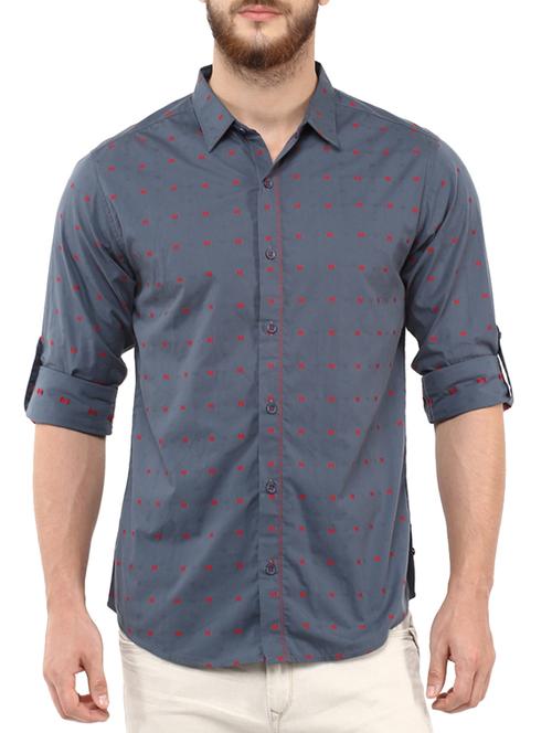 grey cotton casual shirt - 11780253 - Very Small Image - 1