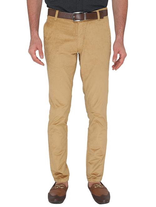 beige cotton corduroy casual trousers - 11782241 - Very Small Image - 1