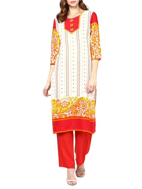 white kurta & plazzo set - 11782987 - Very Small Image - 1