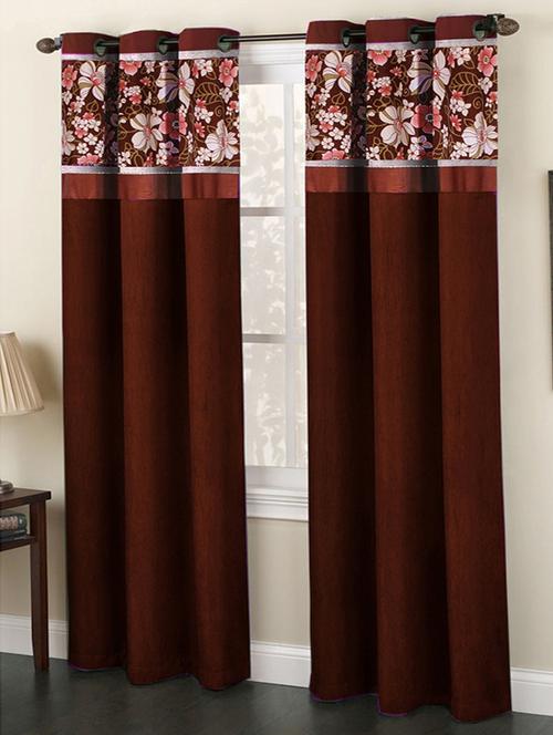 set of 2 brown polyester curtain - 11783262 - Very Small Image - 1