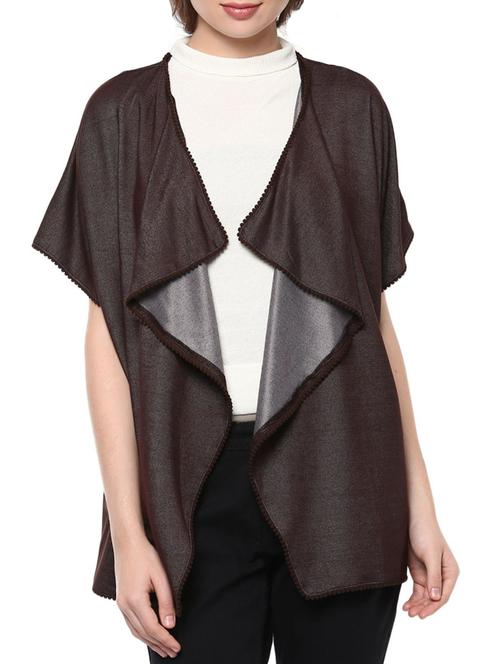 solid brown front open knitted jacket - 11785138 - Very Small Image - 1