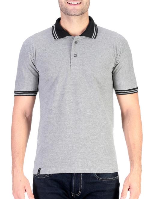 grey solid cotton t-shirt - 11788144 - Very Small Image - 1