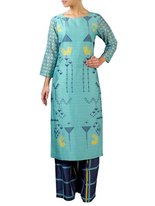 sky blue printed suit set - 11788615 - Very Small Image - 1