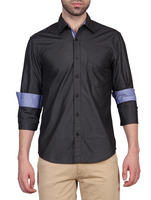 navy blue cotton casual shirt - 11788835 - Very Small Image - 1
