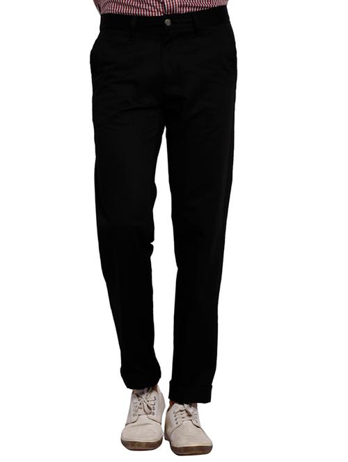 black cotton chinos casual trousers - 11789020 - Very Small Image - 1