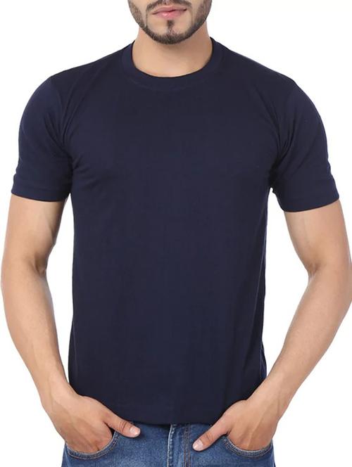 Navy Blue Cotton Tshirt - 11789183 - Very Small Image - 1