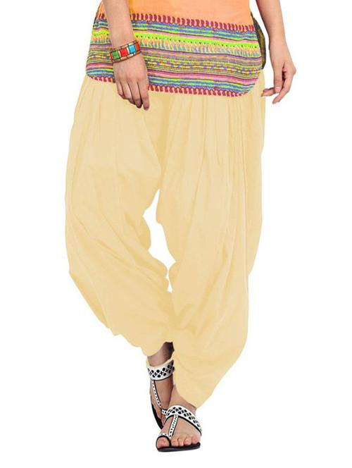 beige cotton patiyala salwars - 11789314 - Very Small Image - 1