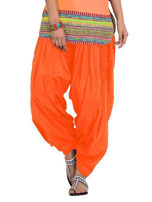 orange cotton patiyala salwars - 11789318 - Very Small Image - 1