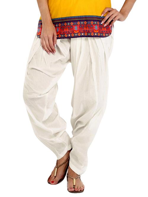 white cotton patiyala salwars - 11789323 - Very Small Image - 1